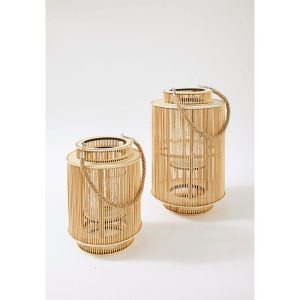 Windlicht Bambus mit Jutehenkel 22 x 29 cm Windlicht Bambus mit Jutehenkel 22 x 29 cm