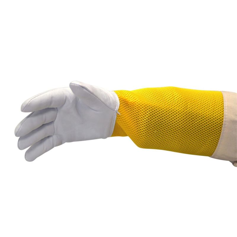 Bienenreich Lederhandschuhe Profi S weiß / gelb
