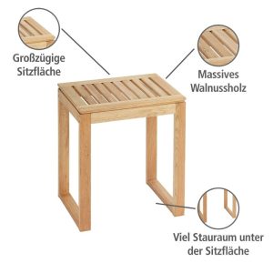 Wenko Hocker Norway, Badhocker, massives Walnussholz Wenko Hocker Norway, Badhocker, massives Walnussholz