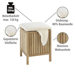 Wenko Hocker Norway mit Wäschesammler, Badhocker, massives Walnussholz Wenko Hocker Norway mit Wäschesammler, Badhocker, massives Walnussholz