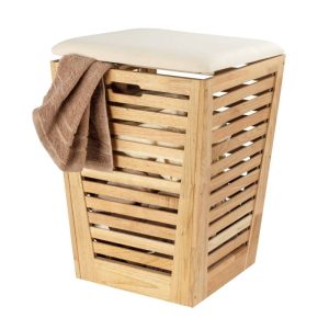Wenko Wäschetruhe mit Sitzpolster Norway Wäschesammler und Badhocker massives Walnussholz 55 L Wenko Wäschetruhe mit Sitzpolster Norway Wäschesammler und Badhocker massives Walnussholz 55 L