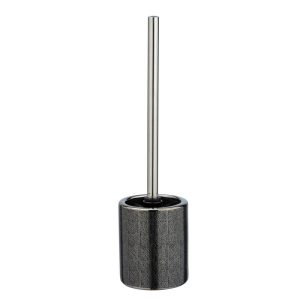 Wenko  WC-Garnitur Nuria Silber/Anthrazit WC-Bürstenhalter aus hochwertiger Keramik