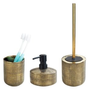 Wenko Bad-Accessoire Set Rivara 3-teilig Bad-Zubehör handbemalt Wenko Bad-Accessoire Set Rivara 3-teilig Bad-Zubehör handbemalt