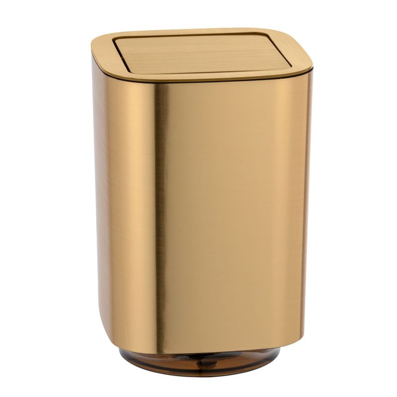 Wenko  Schwingdeckeleimer Auron Gold Kosmetikeimer mit Schwingdeckel 5,5 l