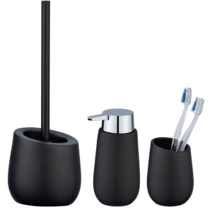 Wenko Bad-Accessoire-Set Badi Schwarz Keramik Wenko Bad-Accessoire-Set Badi Schwarz Keramik