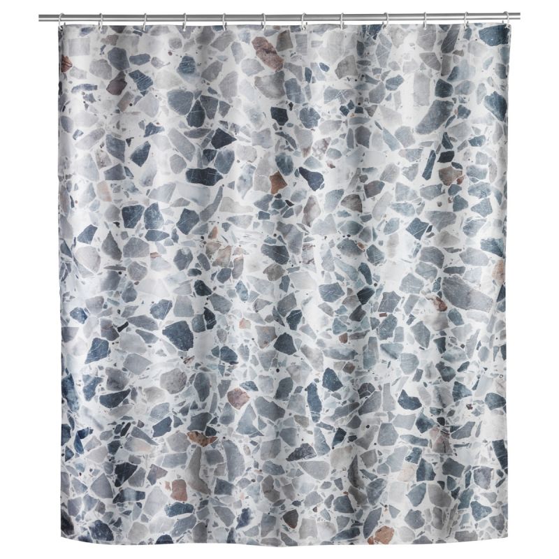 Wenko Duschvorhang Terrazzo Textil Polyester 180 x 200 cm waschbar