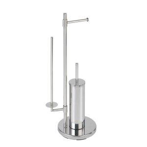 Wenko  Stand WC-Garnitur Universalo Neo Edelstahl integrierter Toilettenpapierhalter und WC-Bürstenhalter rostfrei
