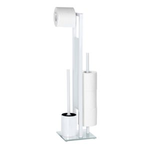 Wenko  Stand WC-Garnitur Rivalta Weiß integrierter Toilettenpapierhalter und WC-Bürstenhalter