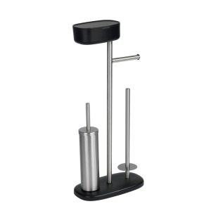 Wenko Stand WC-Garnitur mit Box Rivazza Schwarz integrierter Toilettenpapierhalter Ersatzrollenhalter und WC-Bürstenhalter mit Ablagebox Wenko Stand WC-Garnitur mit Box Rivazza Schwarz integrierter Toilettenpapierhalter Ersatzrollenhalter und WC-Bürstenhalter mit Ablagebox