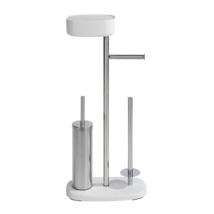 Wenko Stand WC-Garnitur mit Box Rivazza Weiß integrierter Toilettenpapierhalter Ersatzrollenhalter und WC-Bürstenhalter mit Ablagebox Wenko Stand WC-Garnitur mit Box Rivazza Weiß integrierter Toilettenpapierhalter Ersatzrollenhalter und WC-Bürstenhalter mit Ablagebox