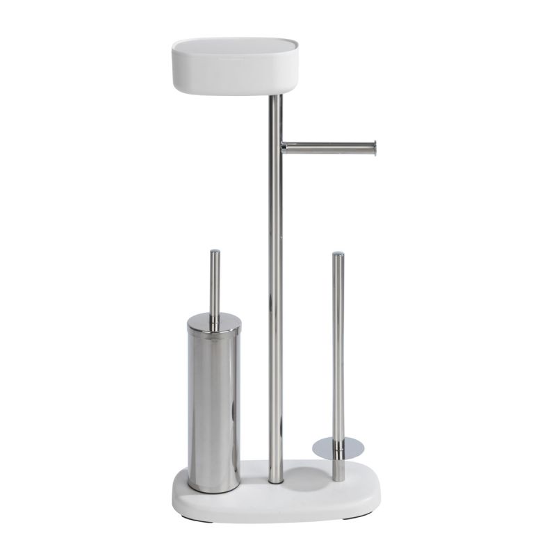 Wenko  Stand WC-Garnitur mit Box Rivazza Weiß integrierter Toilettenpapierhalter Ersatzrollenhalter und WC-Bürstenhalter mit Ablagebox