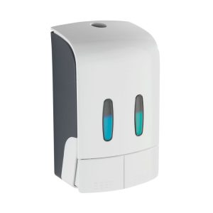 Wenko 2-Kammer Desinfektionsmittel- und Seifenspender Tartas Weiß Seifen-Dosierer und Desinfektionsspender Füllmenge je Kammer 480 ml Wenko 2-Kammer Desinfektionsmittel- und Seifenspender Tartas Weiß Seifen-Dosierer und Desinfektionsspender Füllmenge je Kammer 480 ml