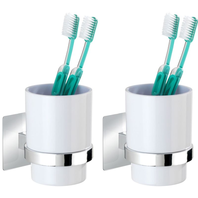Wenko Turbo-Loc Zahnputzbecher Quadro 2er Set Befestigen ohne bohren