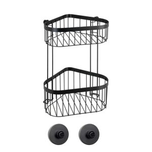 Wenko Eckregal 2 Etagen Classic Plus Black mit Vacuum-Loc Adapter Befestigen ohne bohren Wenko Eckregal 2 Etagen Classic Plus Black mit Vacuum-Loc Adapter Befestigen ohne bohren
