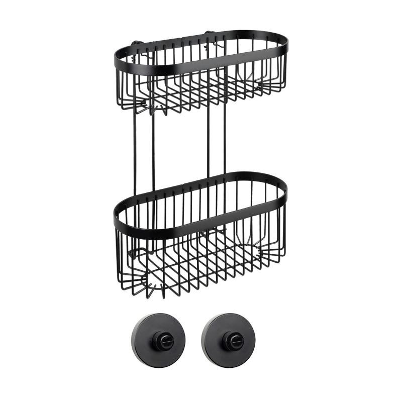 Wenko Wandregal 2 Etagen Classic Plus Black mit Vacuum-Loc Adapter Befestigen ohne bohren