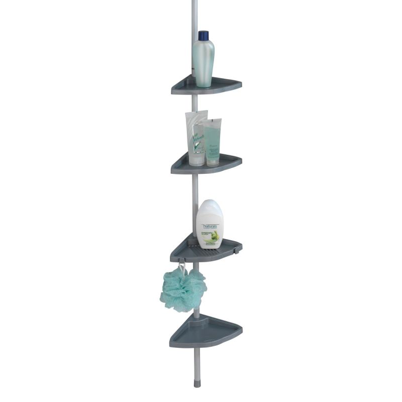 Wenko Teleskop Duschecke Easy Silber mit 4 Ablagen