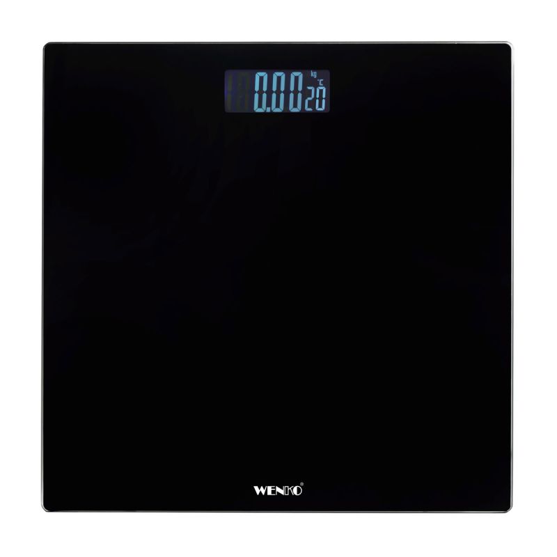 Wenko Personenwaage LCD Schwarz digitale Körperwaage mit LCD-Display