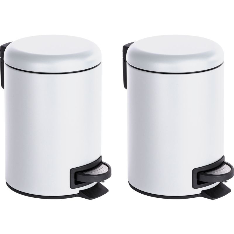 Wenko  Kosmetik Treteimer Leman Weiß 3 L 2er Set Kosmetikeimer Mülleimer
