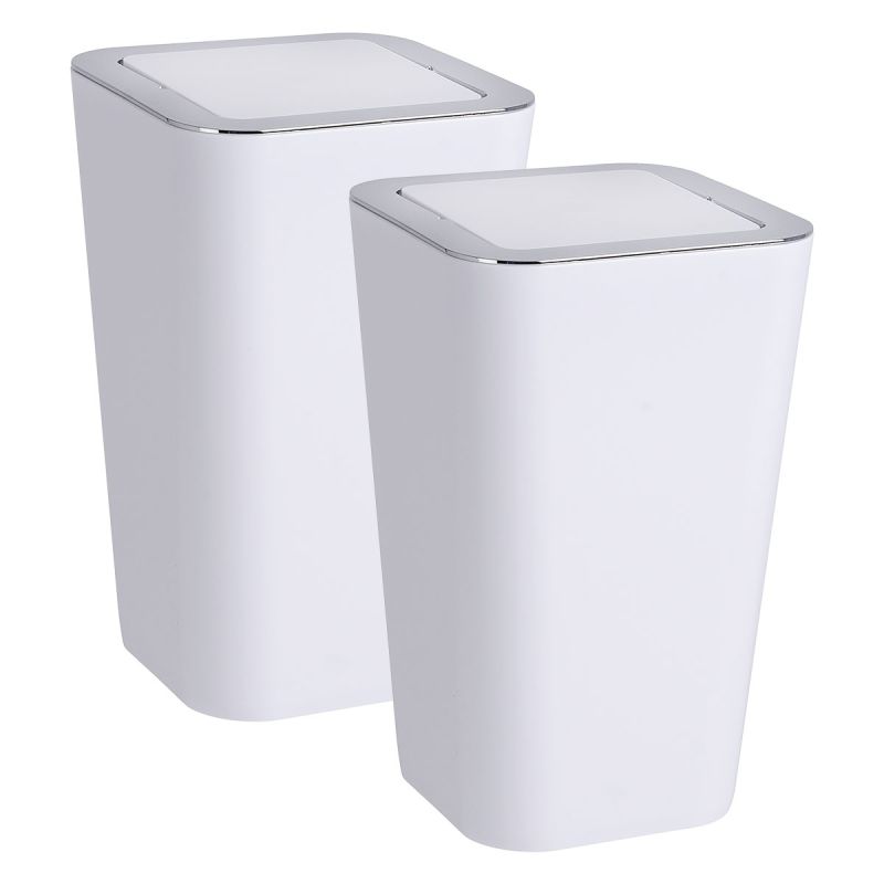 Wenko Schwingdeckeleimer Candy White 2er Set je 6 L