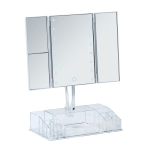 Wenko LED-Standspiegel mit Organizer Fanano Leuchtspiegel Wenko LED-Standspiegel mit Organizer Fanano Leuchtspiegel