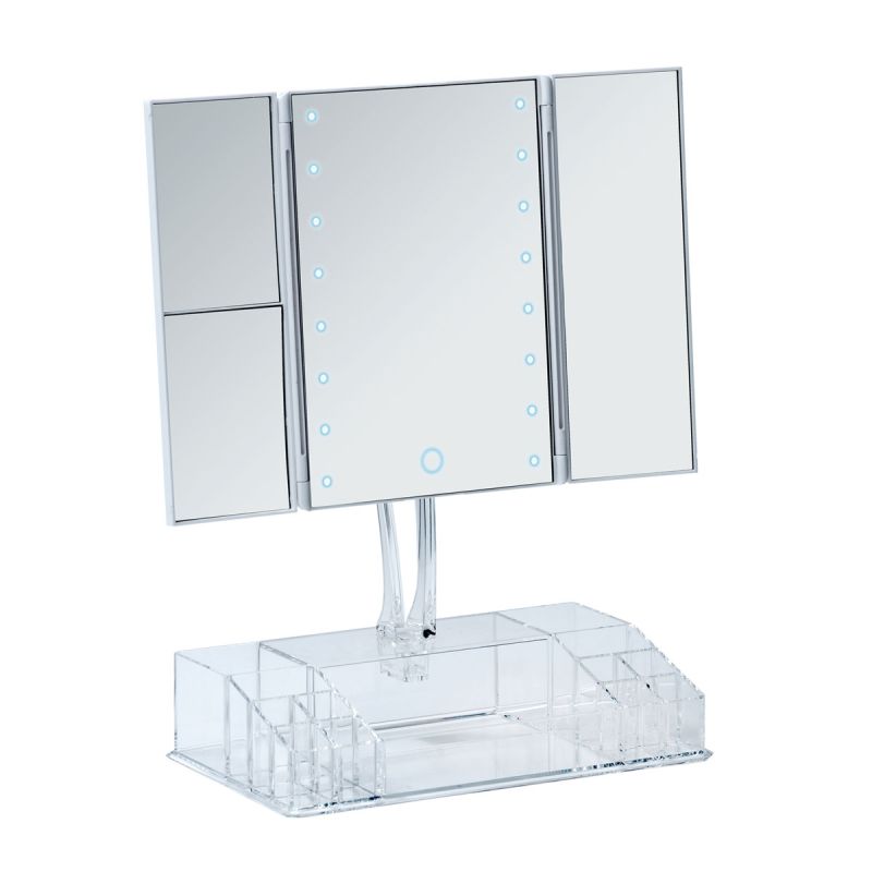 Wenko LED-Standspiegel mit Organizer Fanano Leuchtspiegel
