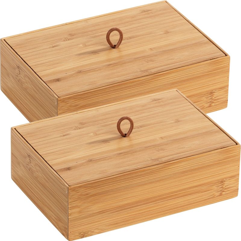 Wenko  Bambus Box Terra L mit Deckel 2er Set