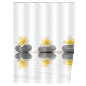 Wenko Duschvorhang Stones with Flower Textil Polyester 180 x 200 cm waschbar Wenko Duschvorhang Stones with Flower Textil Polyester 180 x 200 cm waschbar