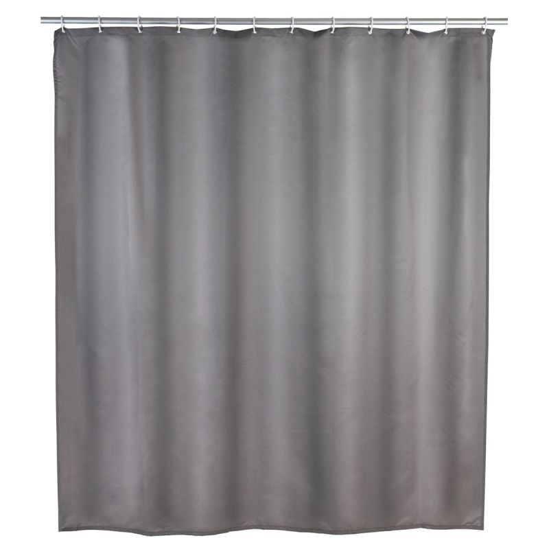 Wenko Anti-Schimmel Duschvorhang Uni Grey Textil Polyester 180 x 200 cm waschbar