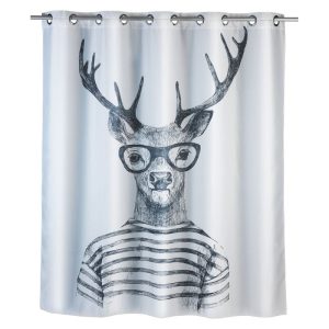 Wenko Anti-Schimmel Duschvorhang Mr Deer Flex Textil Polyester 180 x 200 cm waschbar Wenko Anti-Schimmel Duschvorhang Mr Deer Flex Textil Polyester 180 x 200 cm waschbar