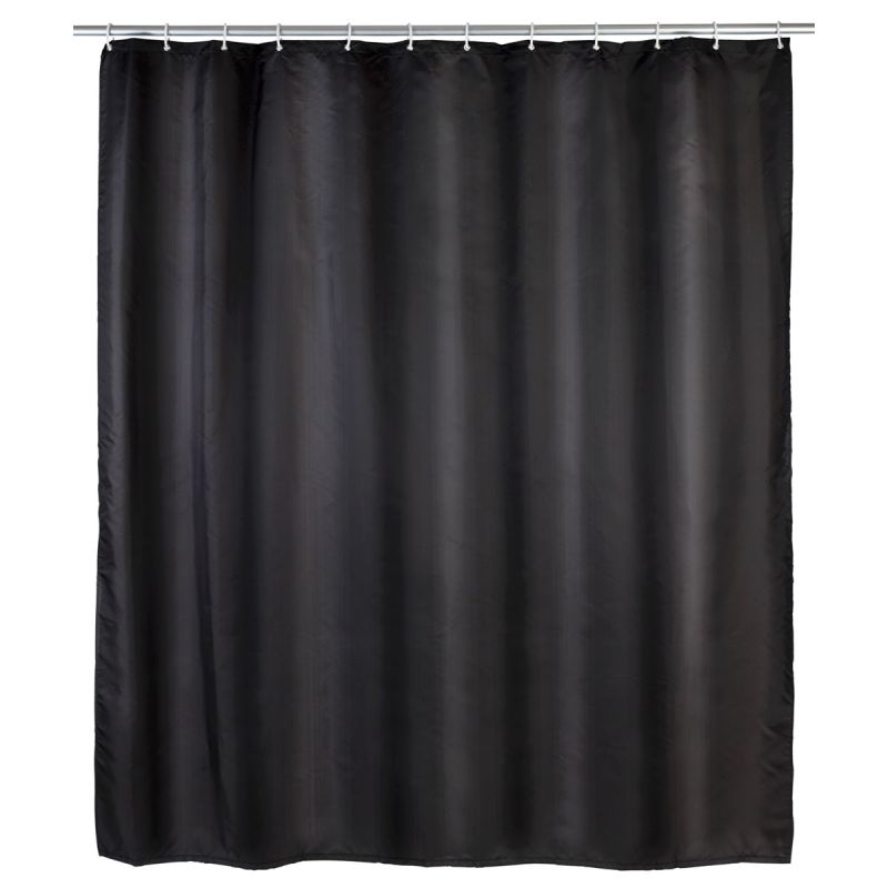 Wenko Anti-Schimmel Duschvorhang Uni Black Textil Polyester 180 x 200 cm waschbar