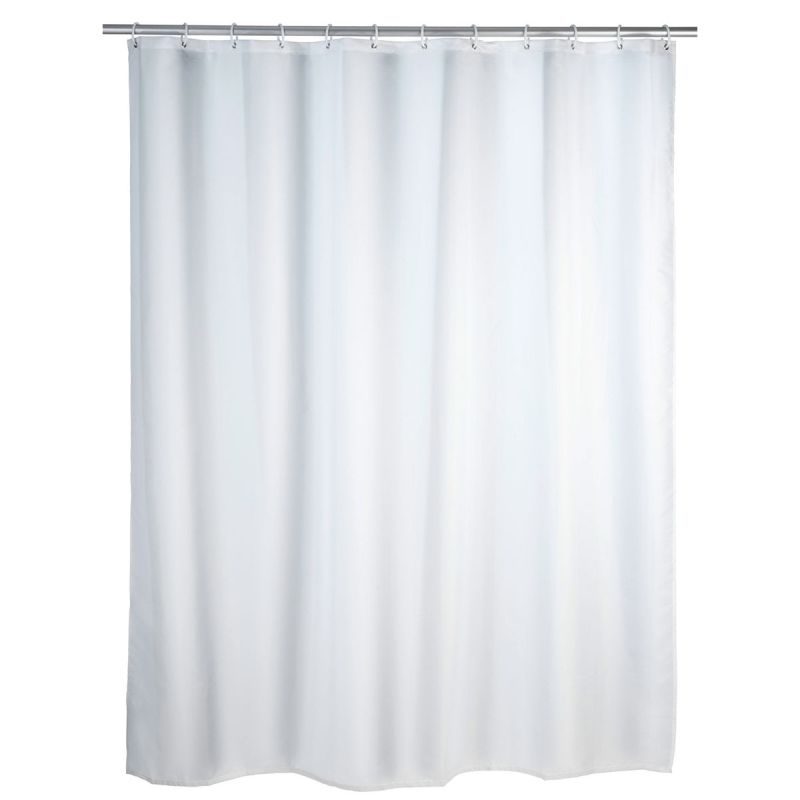 Wenko Duschvorhang Uni Weiß Textil Polyester 180 x 200 cm waschbar