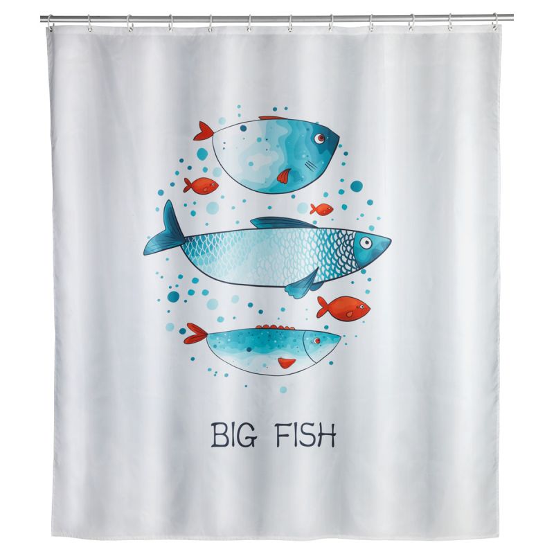 Wenko  Duschvorhang Big Fish Textil Polyester 180 x 200 cm waschbar