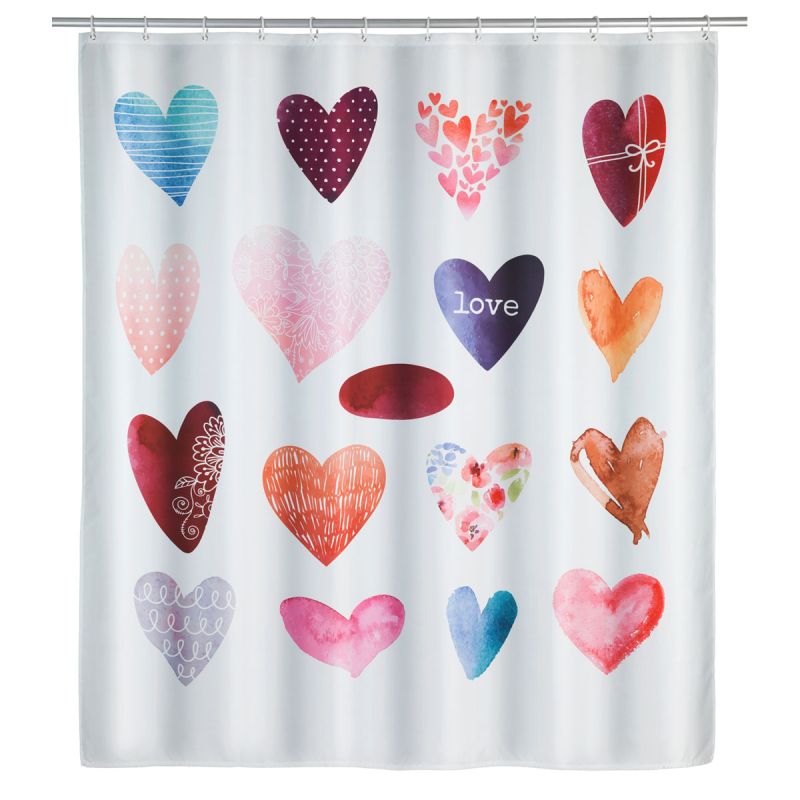 Wenko Duschvorhang Love Textil Polyester 180 x 200 cm waschbar