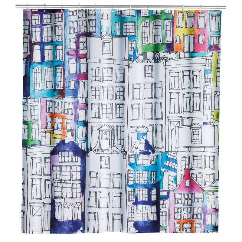 Wenko Duschvorhang Sunny City Textil Polyester 180 x 200 cm waschbar