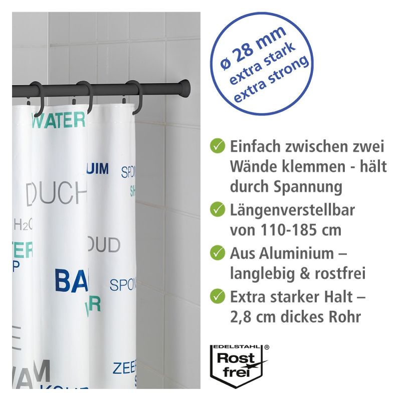 Wenko Teleskop-Duschstange Schwarz 110 - 185 cm