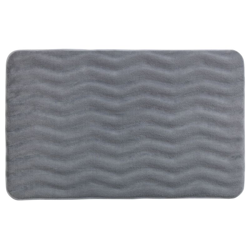 Wenko Badteppich Memory Foam Waves Hellgrau 50 x 80 cm