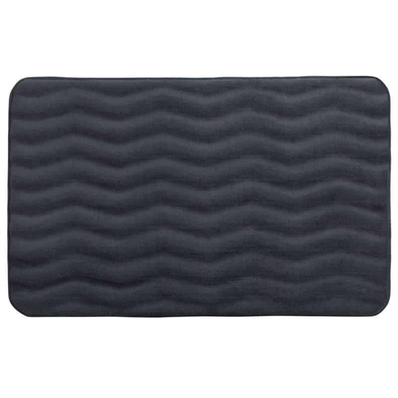 Wenko Badteppich Memory Foam Waves Dunkelgrau 50 x 80 cm