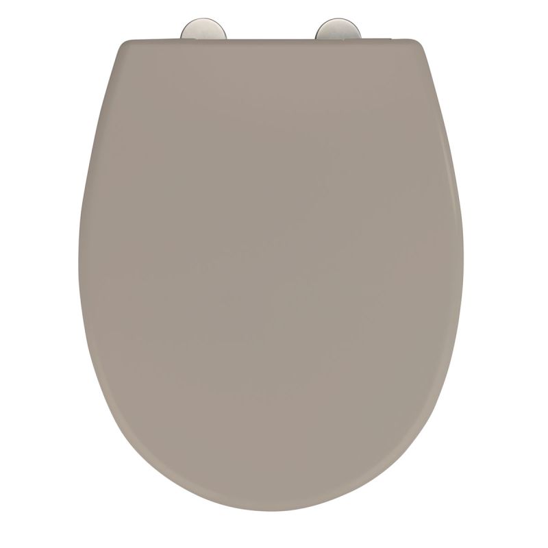Wenko WC-Sitz Vorno Neo Taupe Toilettensitz mit Absenkautomatik Schnellbefestigung aus antibakteriellem stabilem Duroplast