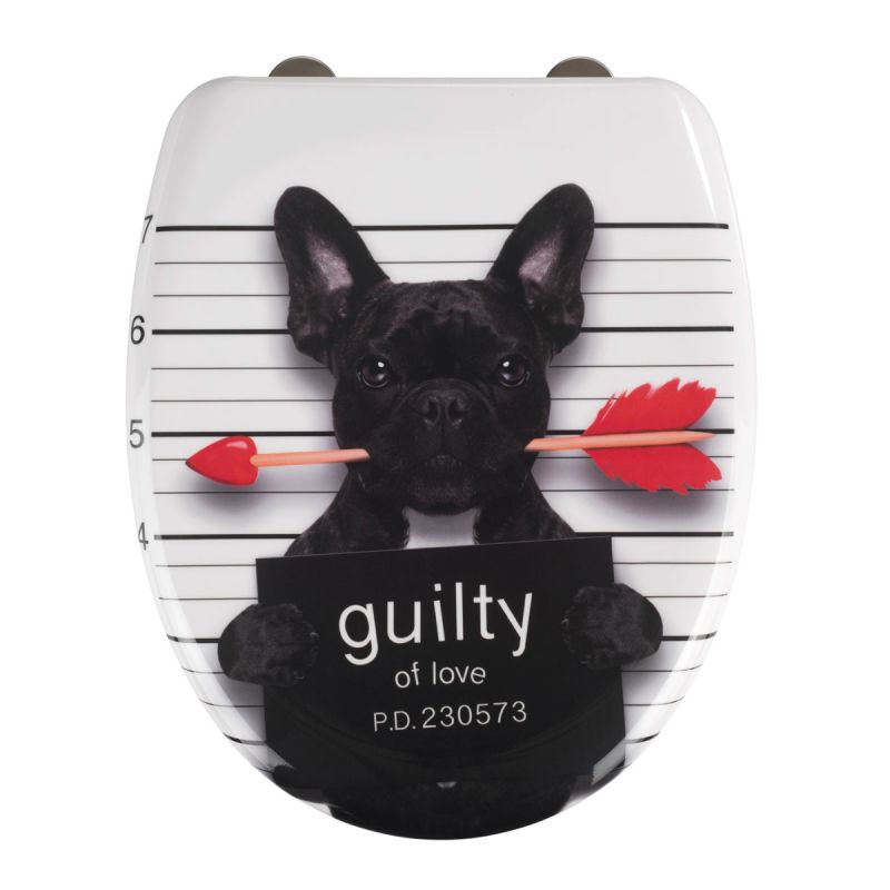 Wenko  Premium WC-Sitz Guilty Dog aus antibakteriellem Duroplast mit Absenkautomatik