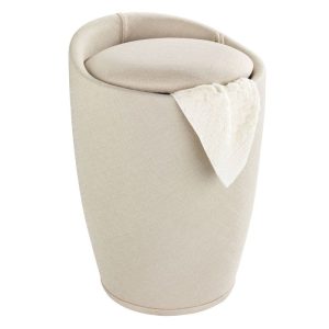 Wenko Hocker Candy Beige Leinenoptik mit Wäschesack Badhocker mit abnehmbarem Wäschesammler Wenko Hocker Candy Beige Leinenoptik mit Wäschesack Badhocker mit abnehmbarem Wäschesammler