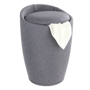 Wenko Hocker Candy Grey Leinenoptik mit Wäschesack Badhocker mit abnehmbarem Wäschesammler Wenko Hocker Candy Grey Leinenoptik mit Wäschesack Badhocker mit abnehmbarem Wäschesammler
