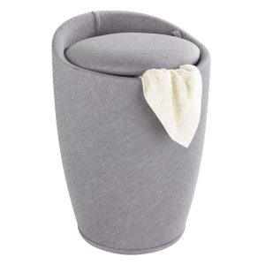 Wenko Hocker Candy Light Grey Leinenoptik mit Wäschesack Badhocker mit abnehmbarem Wäschesammler Wenko Hocker Candy Light Grey Leinenoptik mit Wäschesack Badhocker mit abnehmbarem Wäschesammler