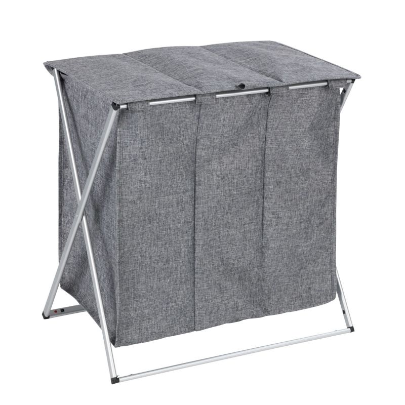 Wenko Wäschesammler Trio Top Grau meliert Wäschekorb 118 l