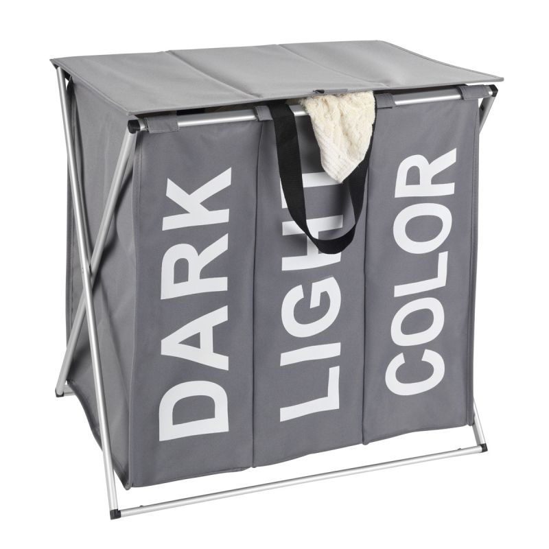 Wenko Wäschesammler Trio Top Grau Wäschekorb 118 l