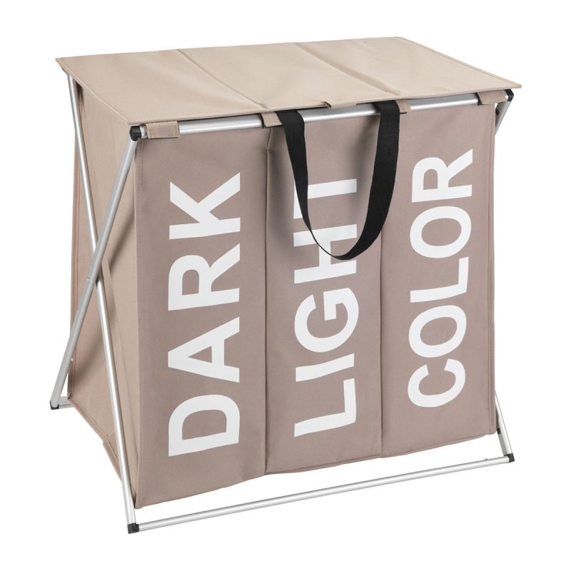 Wenko Wäschesammler Trio Top Taupe Wäschekorb 118 l