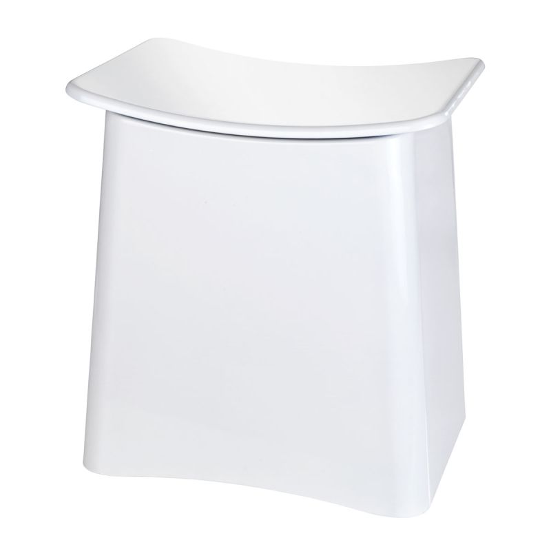 Wenko 2in1 Hocker Wing Weiß Badhocker mit herausnehmbarem Wäschesack