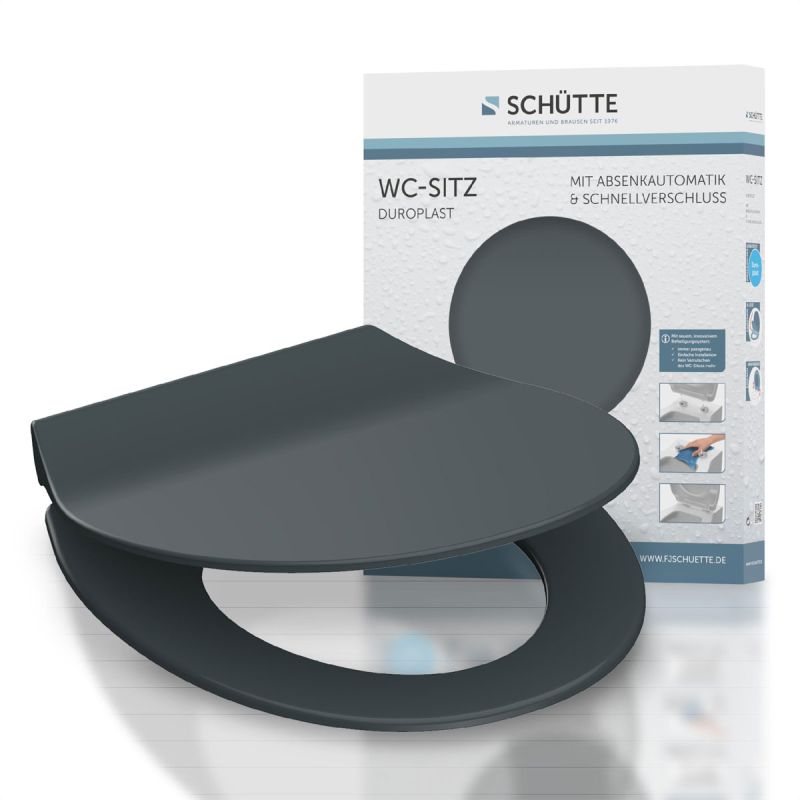 Schütte Duroplast WC-Sitz SLIM ANTHRAZIT mit Absenkautomatik und Schnellverschluss