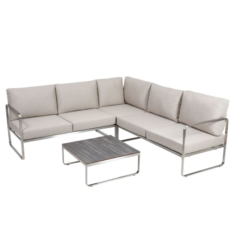 Greemotion Testrut Lounge-Set Edelstahl Polster wasserabweisend
