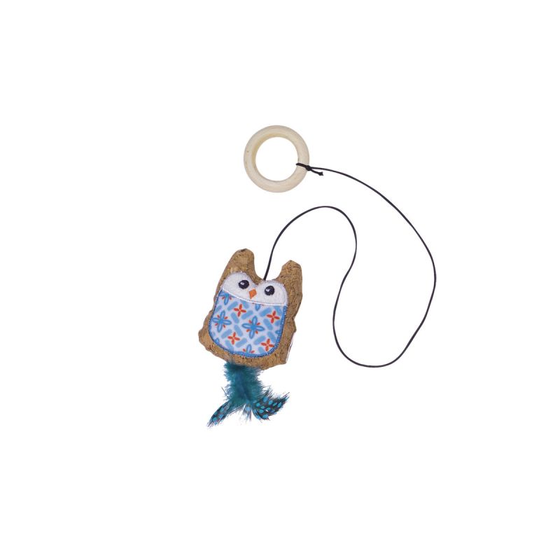 Kork Eule mit Catnip Band mit Spielzeug 7,5/55 cm