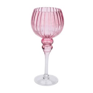 Glaskelch Durchmesser 13 x 30 cm rosa-geriffelt Glaskelch Durchmesser 13 x 30 cm rosa-geriffelt